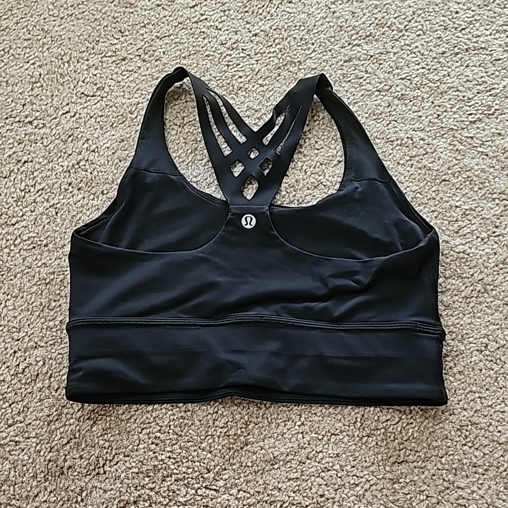 Lululemon Black Longline Crisscross Racerback Sports Bra Size 6 - Picture 3 of 5